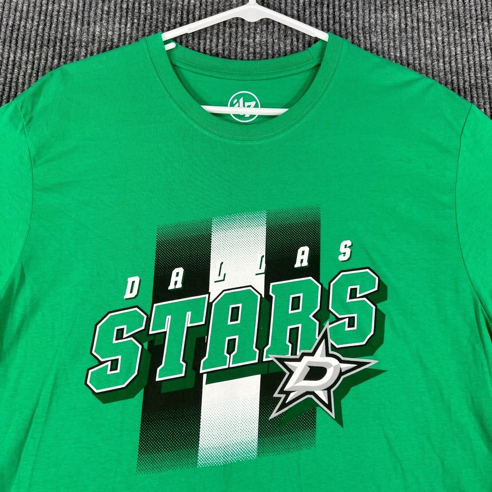 Dallas Stars Shirt‎ Mens Large Green Short Sleeve '47 Brand NHL Hockey Light
